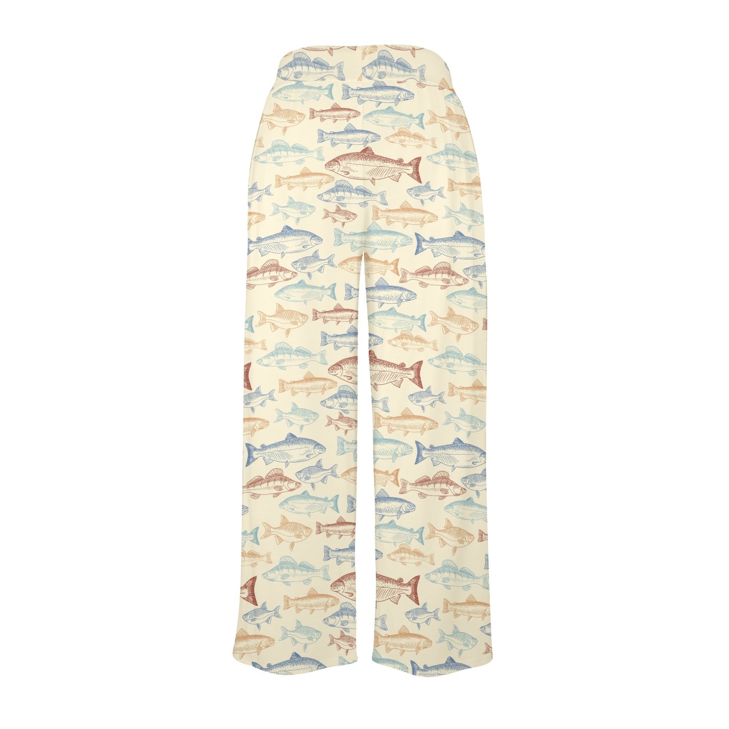 Salmon Fish Print Design LKS302 Women's Wide Leg Lounge Pants