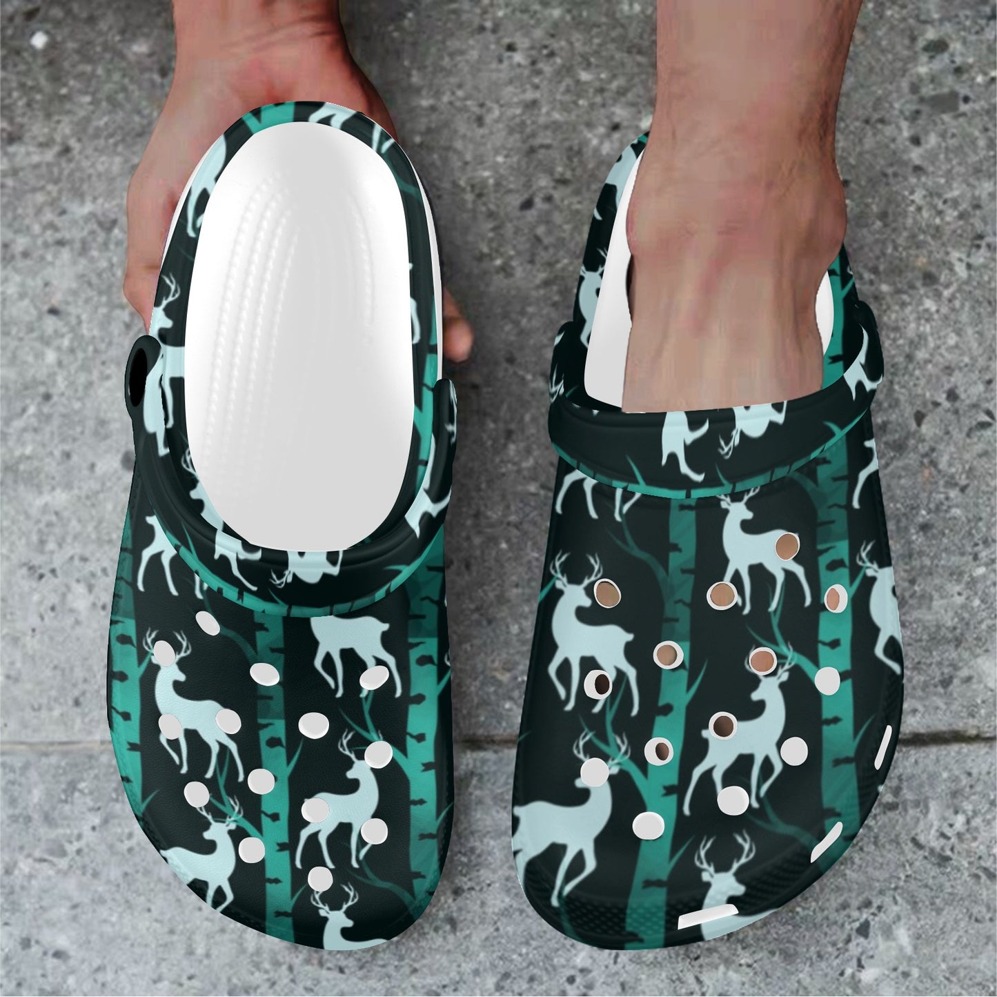 Deer Jungle Print Pattern Unisex Clogs Shoes