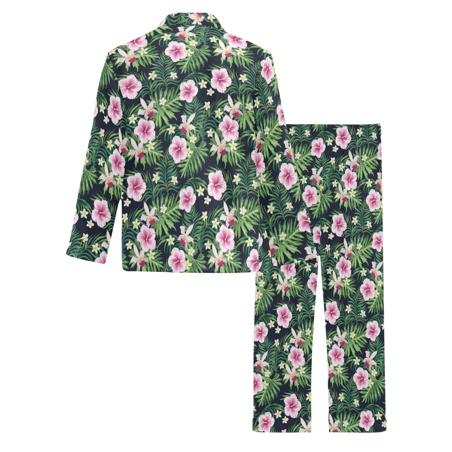 Hibiscus Tropical Print Design LKS309 Men's Long Pajama Set
