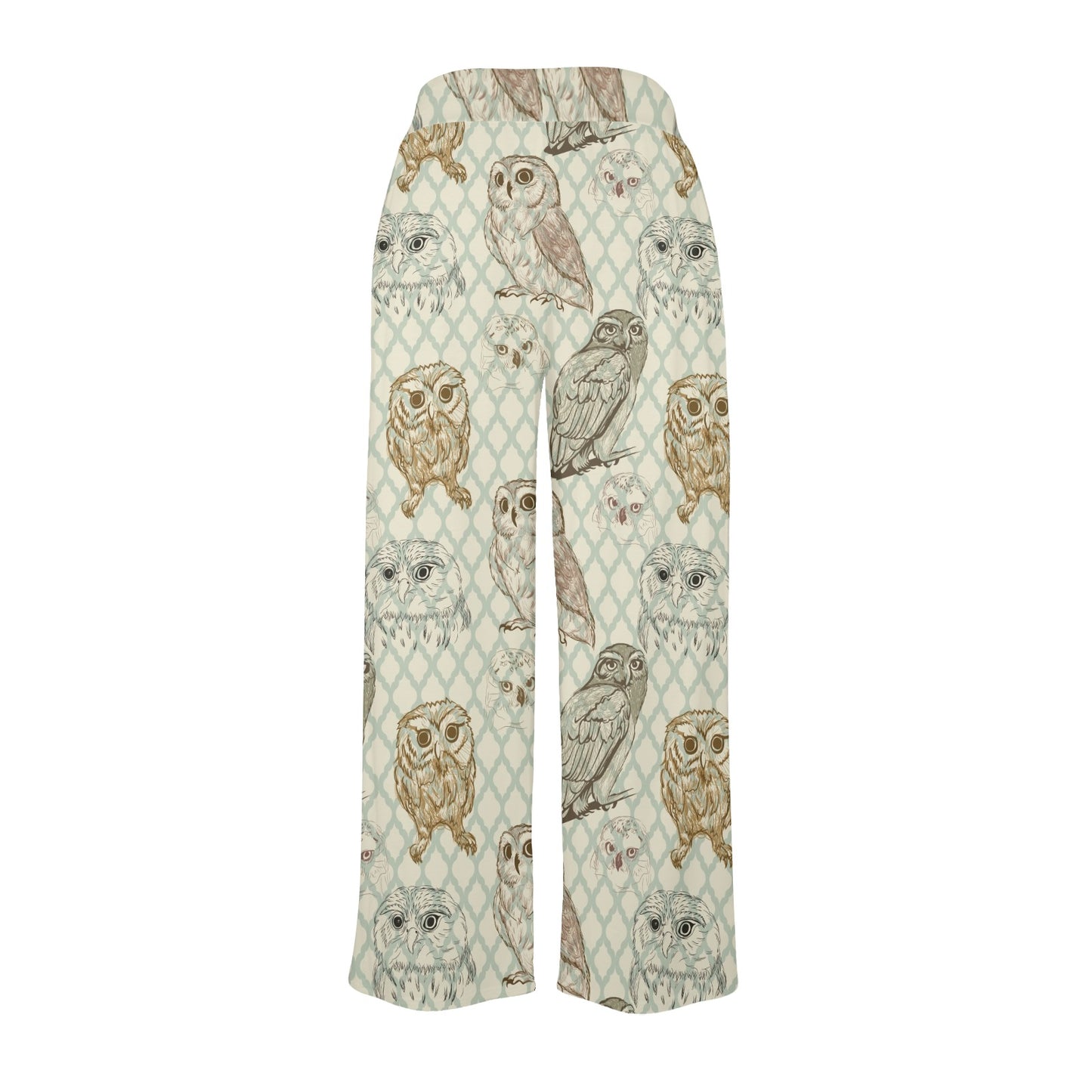 Owl Pattern Print Design A03 Women's Wide Leg Lounge Pants