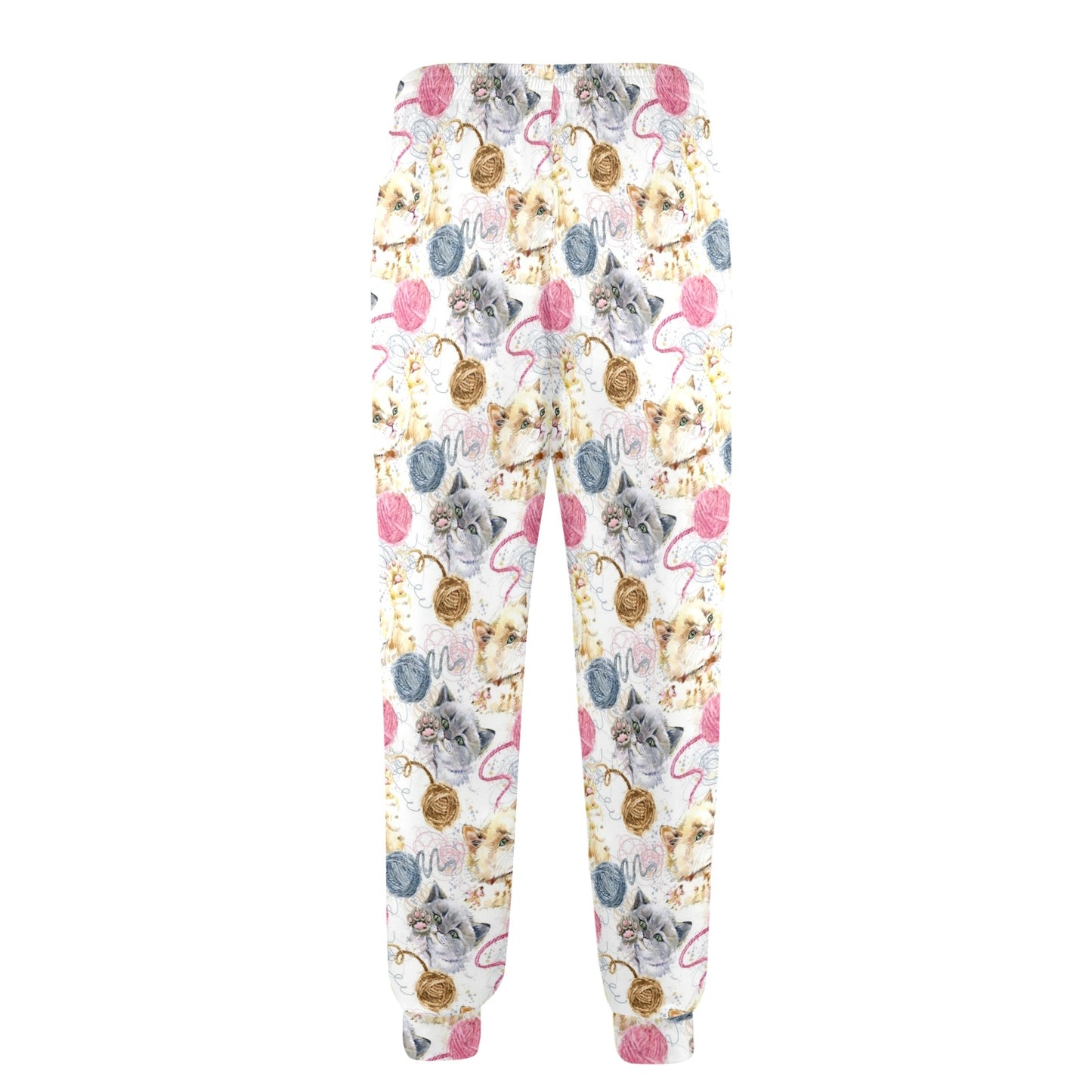 Cat Playing Yarn Pattern Print Design 07 Men's Casual Track Pants