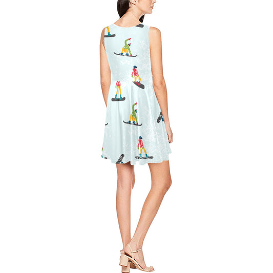 Snowboard Print Design LKS304 Sleeveless Dress