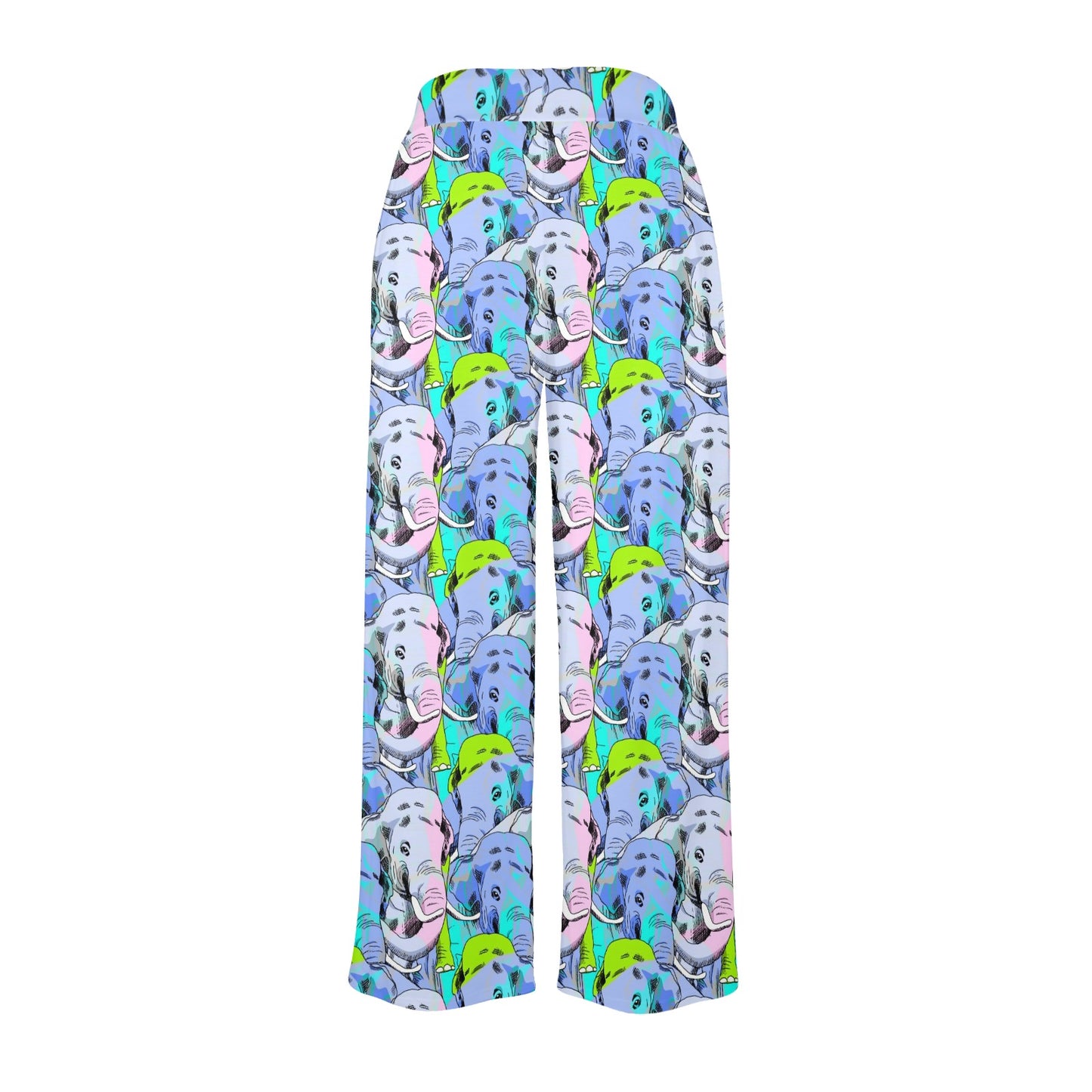 Elephant Art color Print Pattern Women's Wide Leg Lounge Pants
