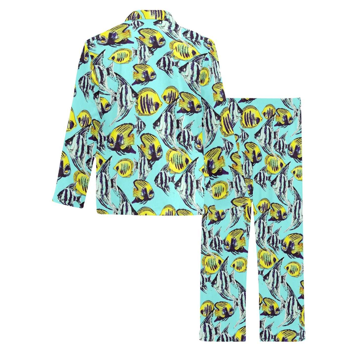 Angelfish Pattern Print Design 02 Men's Long Pajama Set
