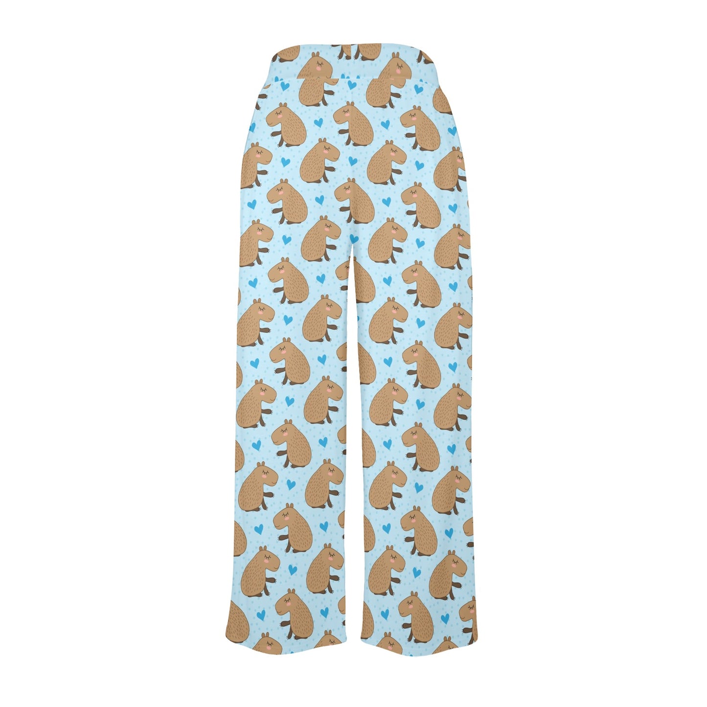 Capybara Pattern Print Design 01 Women's Wide Leg Lounge Pants