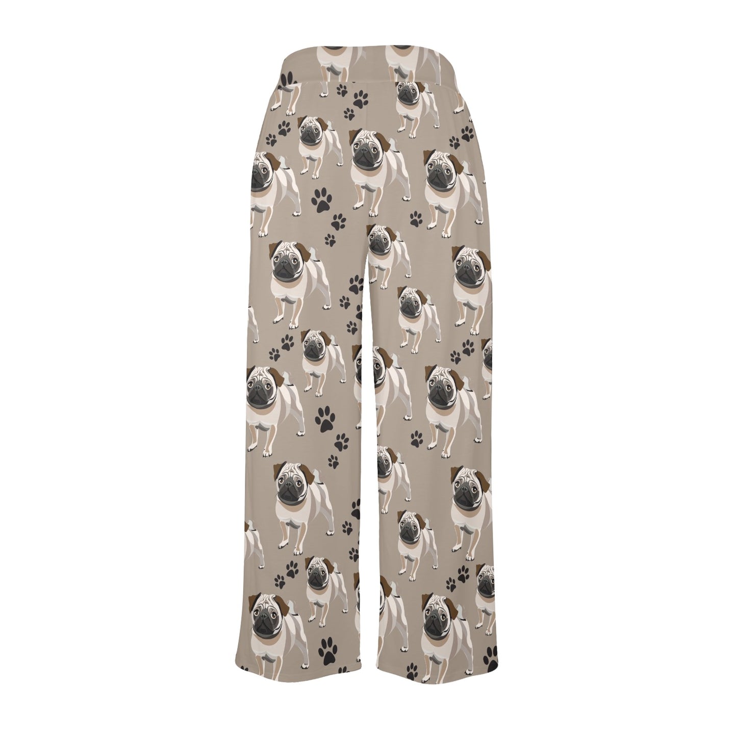 Pug Pattern Print Design A04 Women's Wide Leg Lounge Pants