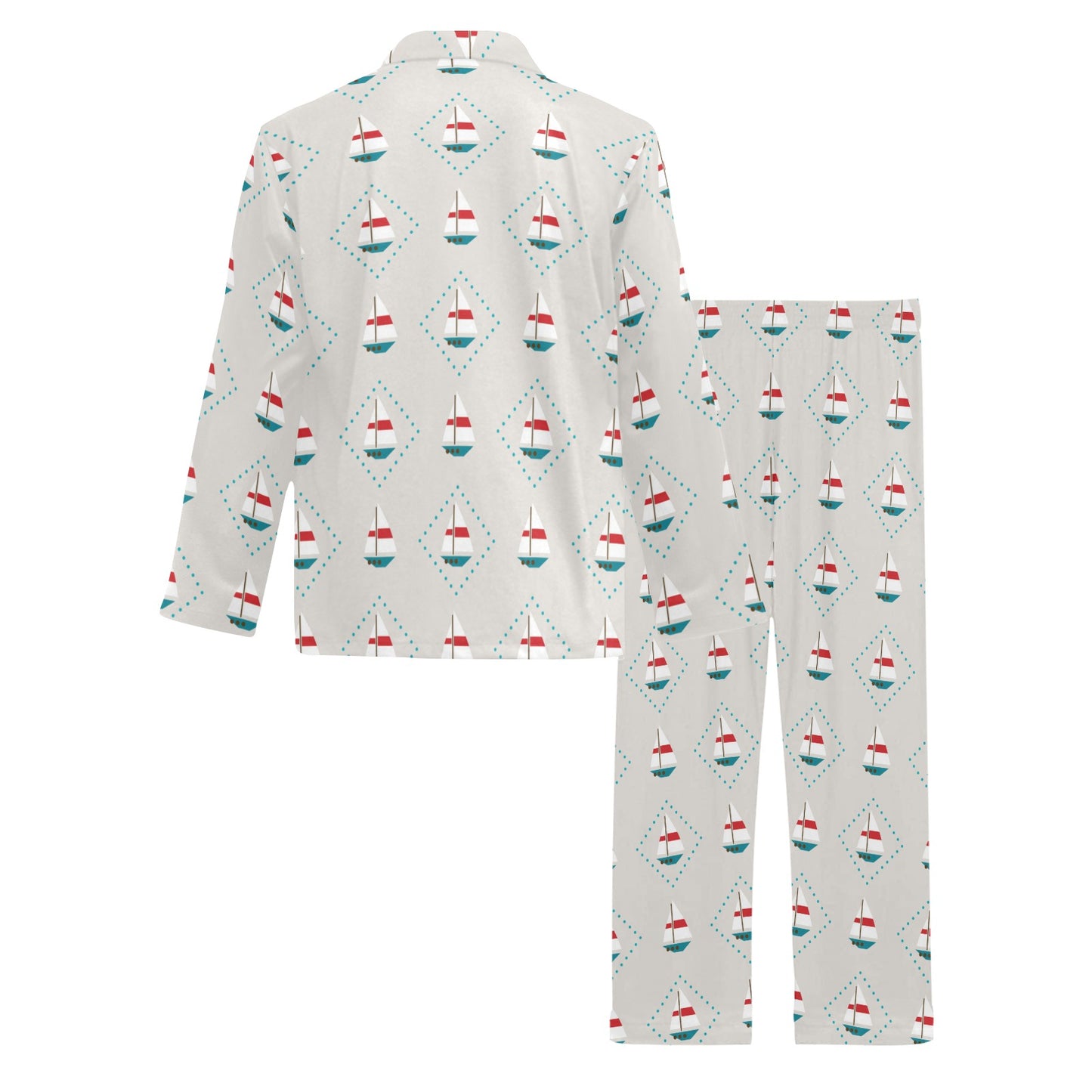 Sailboat Print Design LKS301 Men's Long Pajama Set