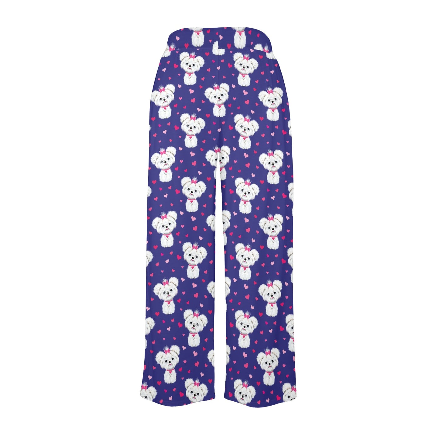 Maltese Pattern Print Design 02 Women's Wide Leg Lounge Pants
