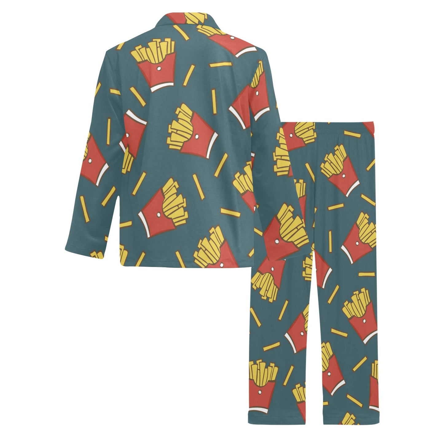 French Fried Pattern Print Design 04 Men's Long Pajama Set