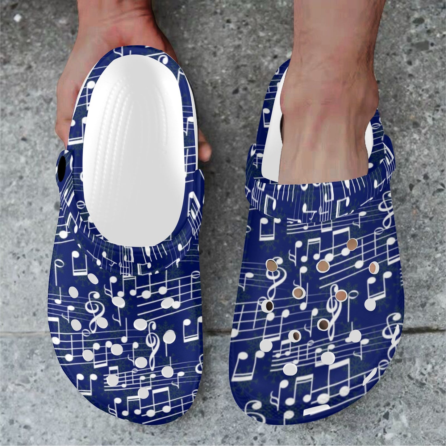 Music Note Blue Themed Print Unisex Clogs Shoes