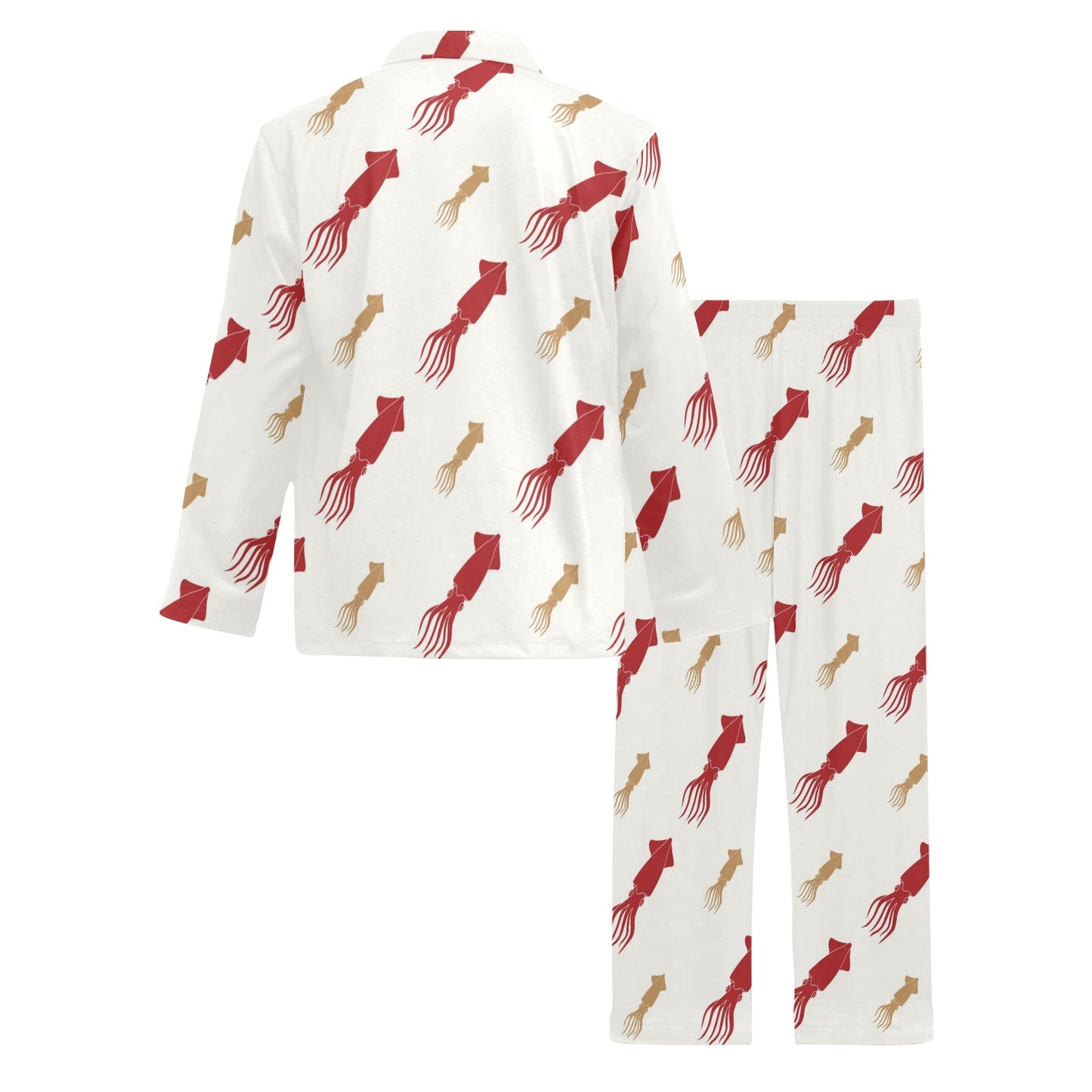 Giant Squid Pattern Print Design 01 Men's Long Pajama Set