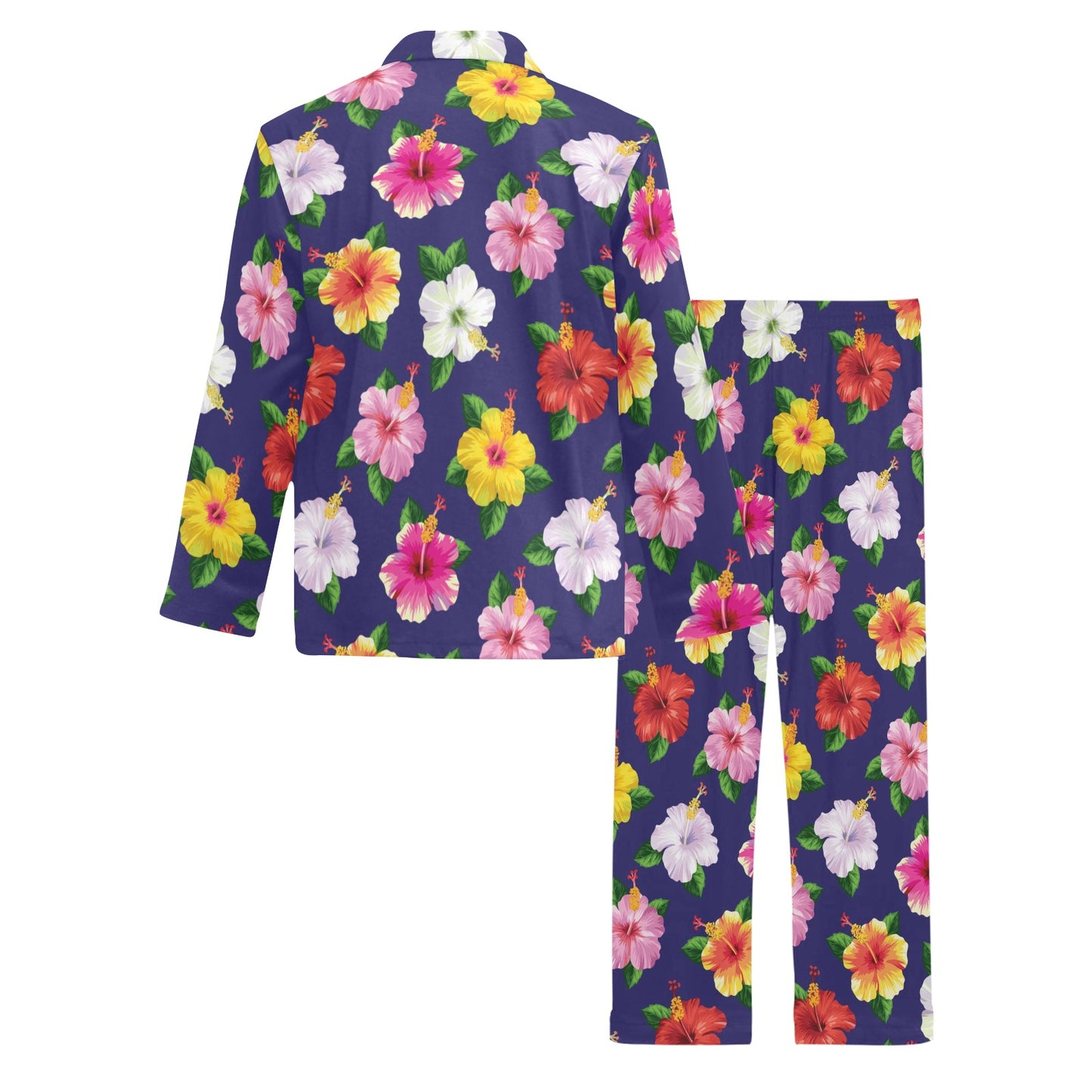 Hibiscus Colorful Print Design LKS301 Men's Long Pajama Set