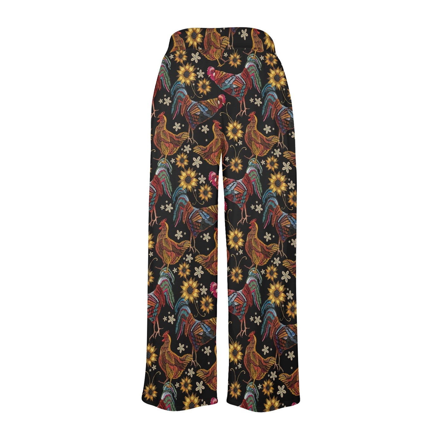 Chicken Embroidery Style Women's Wide Leg Lounge Pants
