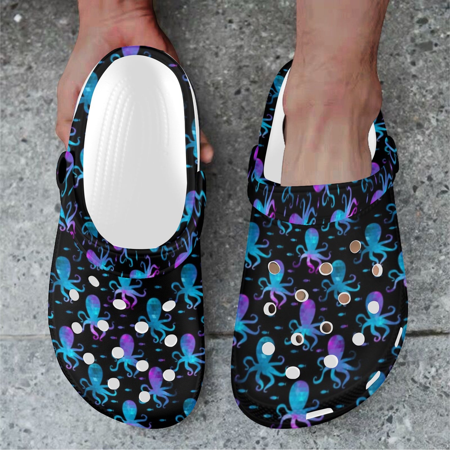 Octopus Blue Design Print Themed Unisex Clogs Shoes
