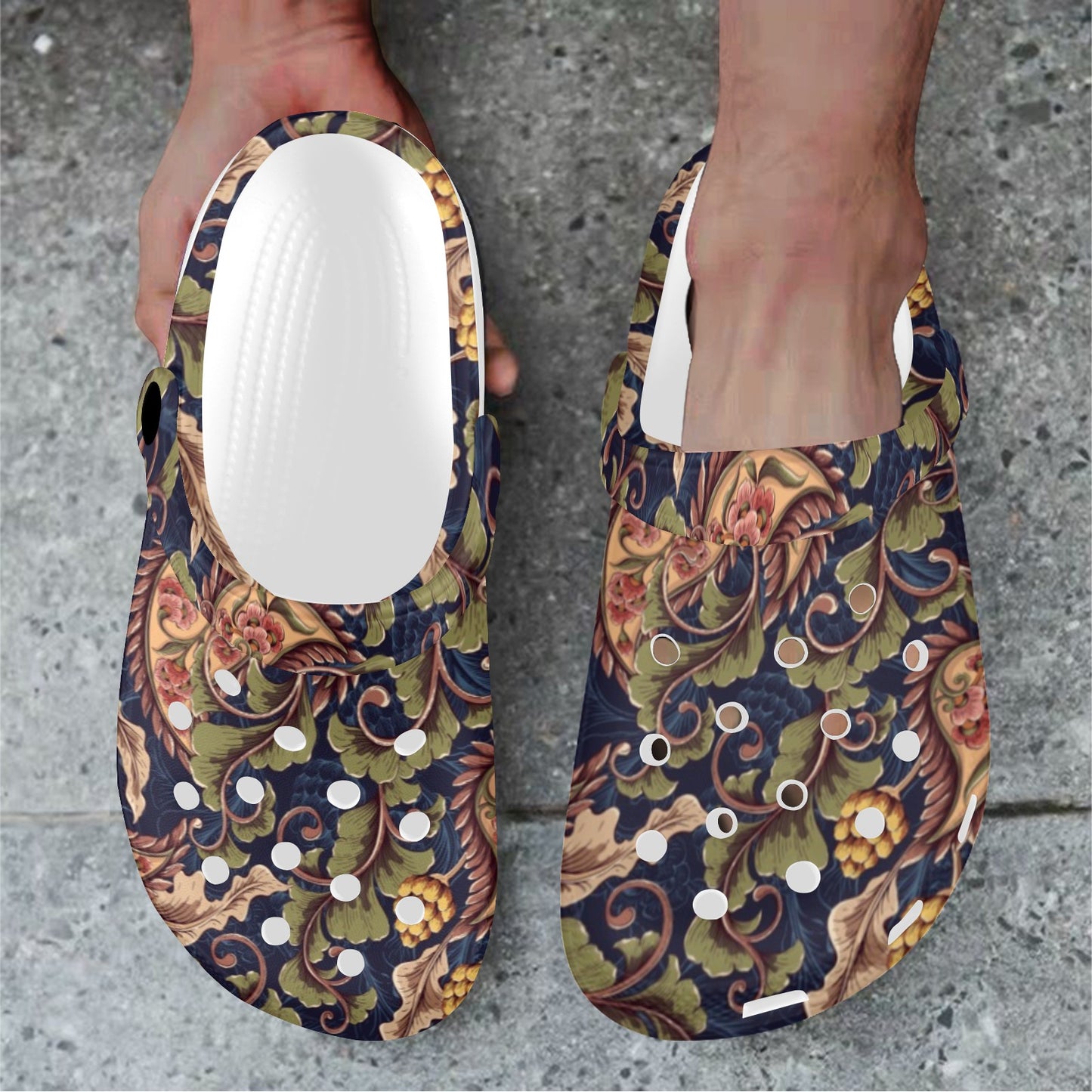 Floral Vintage Classic Print Unisex Clogs Shoes