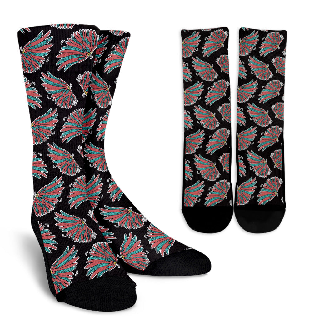 Angel Wings Pattern Print Design 05 Crew Socks
