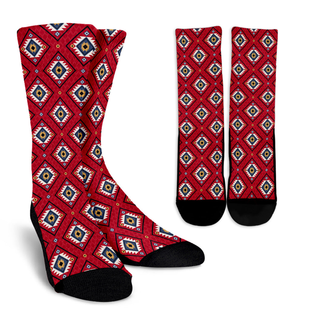Aztec Pattern Print Design 10 Crew Socks