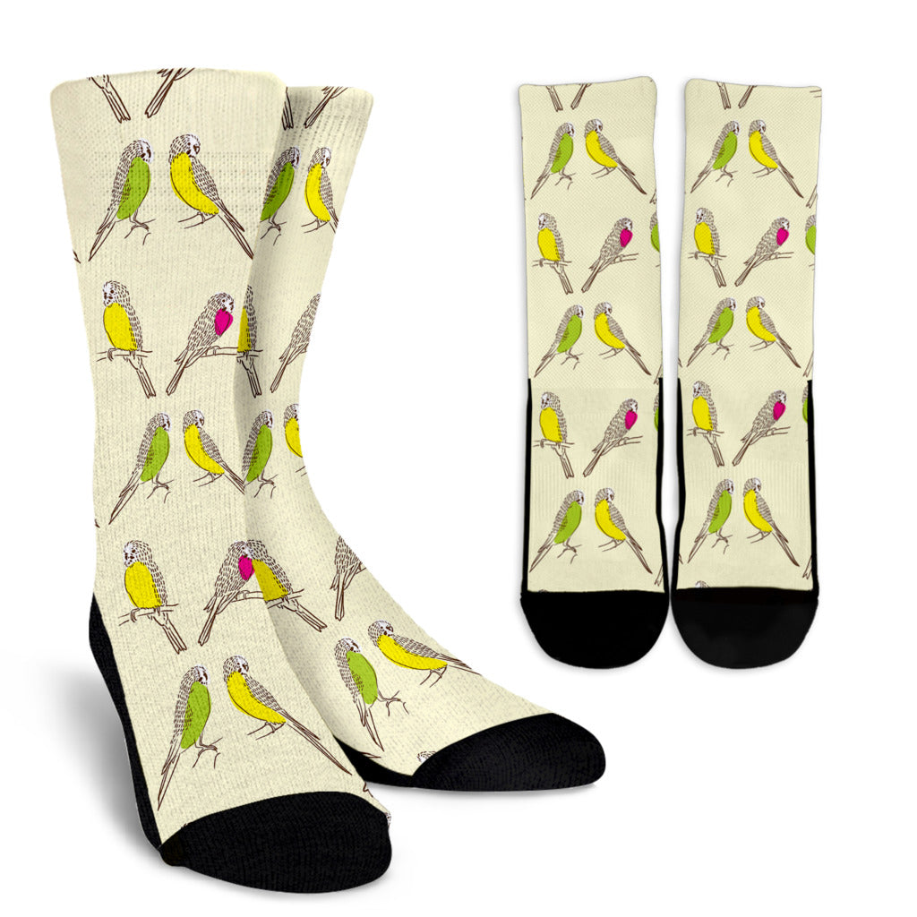 Parakeet Pattern Print Design A01 Crew Socks