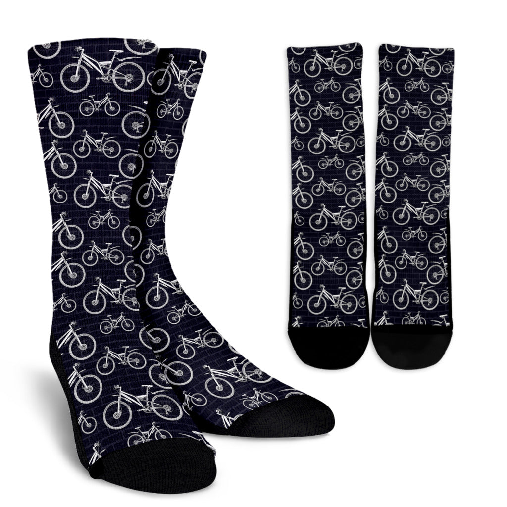 Mountain bike Pattern Print Design 02 Crew Socks