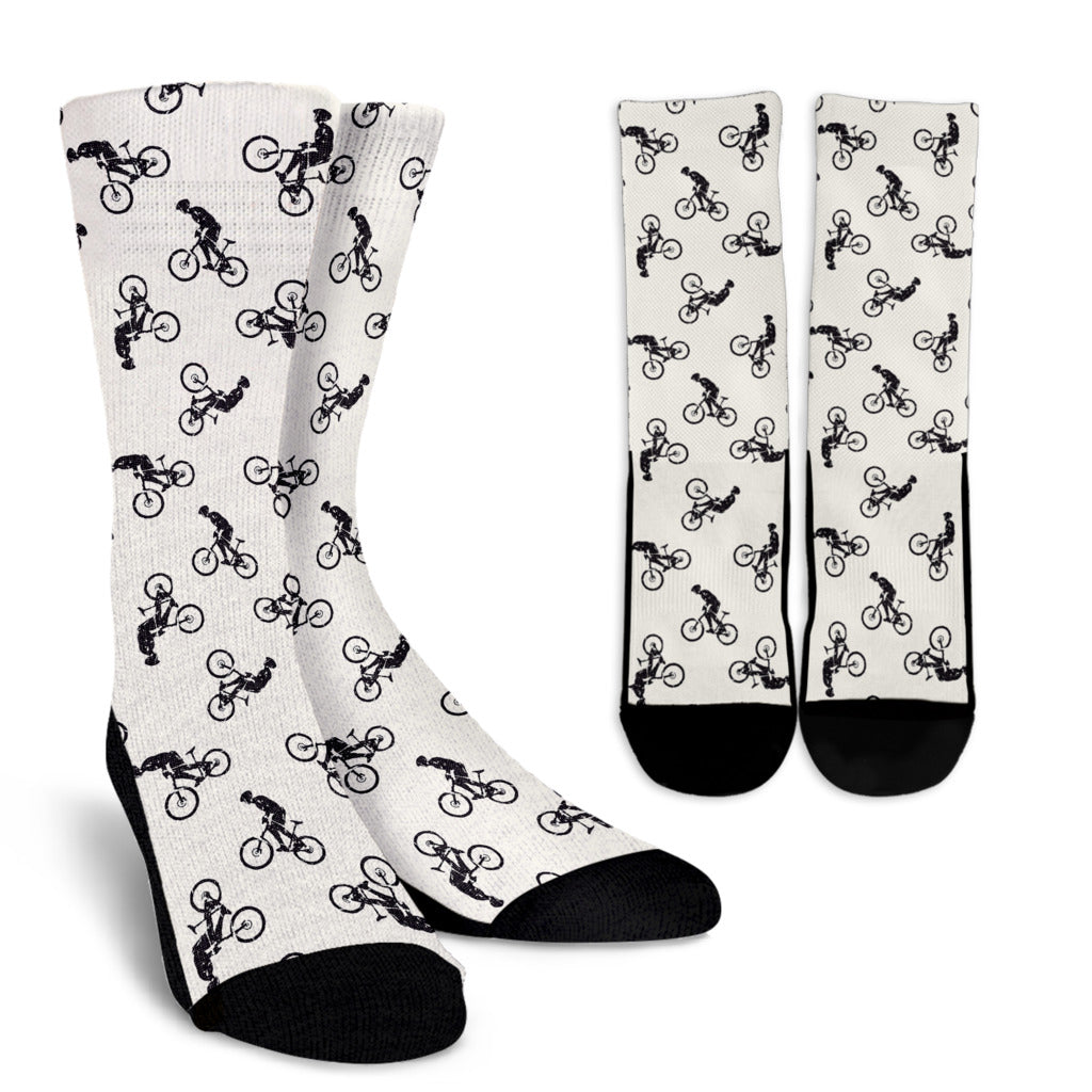 Mountain bike Pattern Print Design 01 Crew Socks