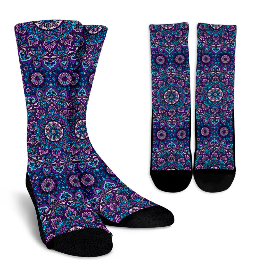 Medallion Pattern Print Design 05 Crew Socks