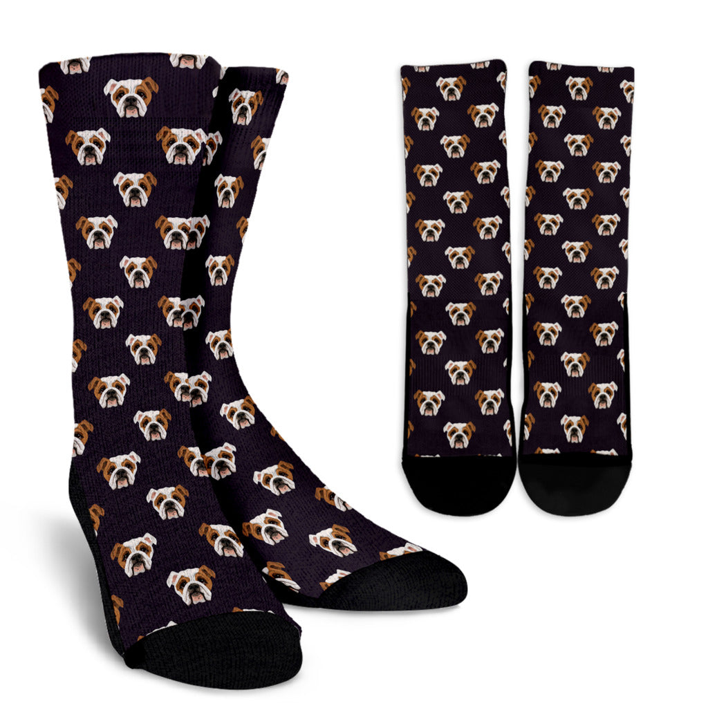 Bulldogs Pattern Print Design 03 Crew Socks