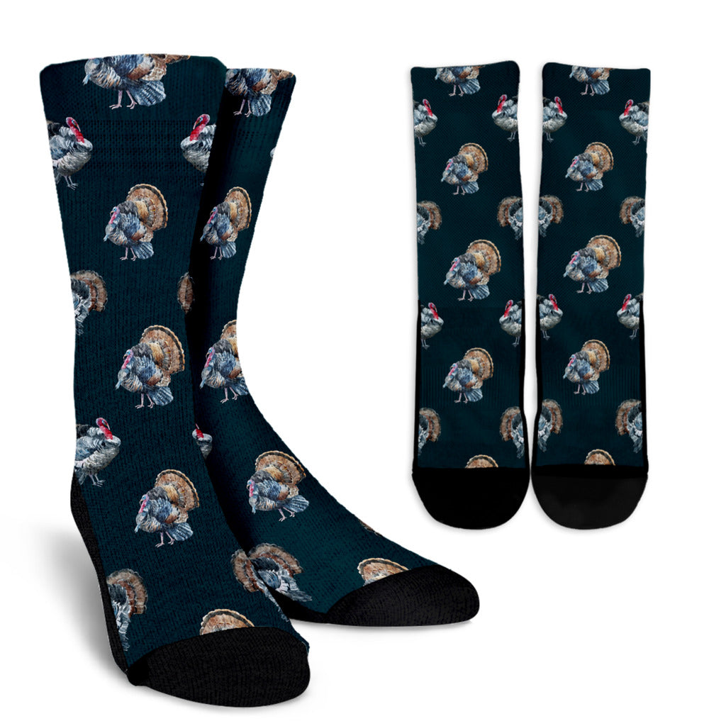 Turkey Pattern Print Design 03 Crew Socks