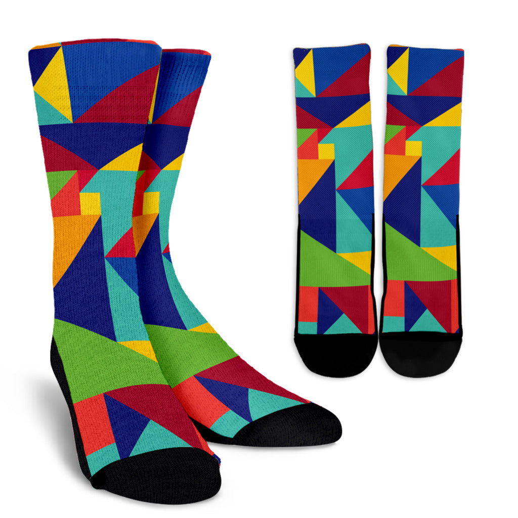 Mosaic Pattern Print Design 01 Crew Socks