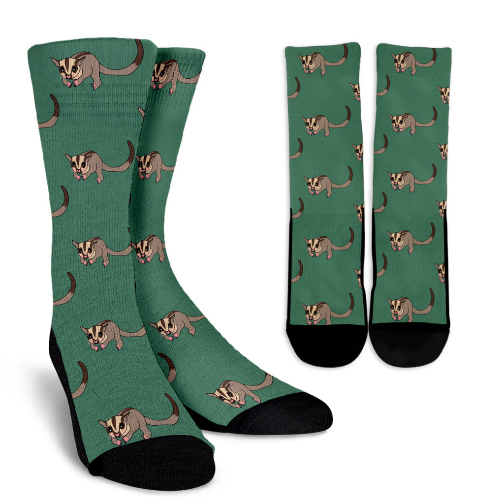 Sugar Glider Pattern Print Design 01 Crew Socks