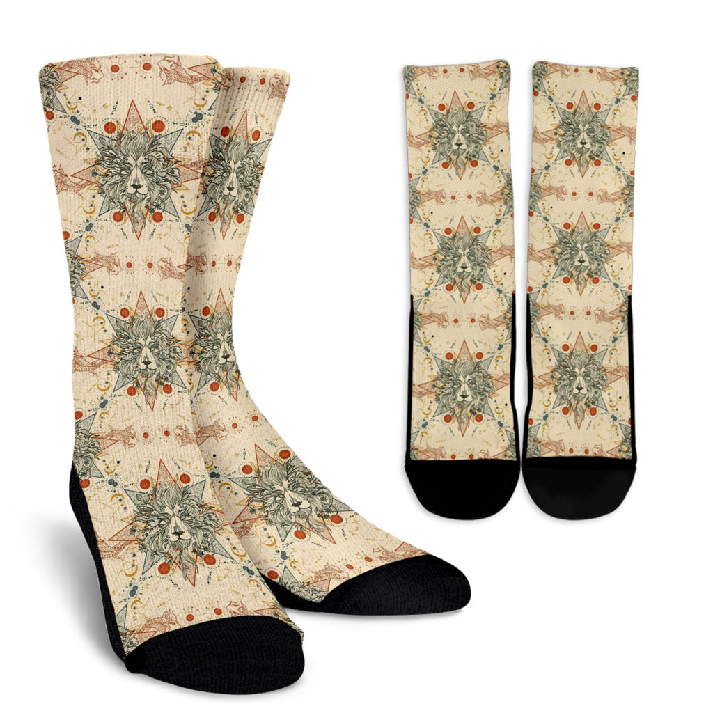 Leo Pattern Print Design 02 Crew Socks
