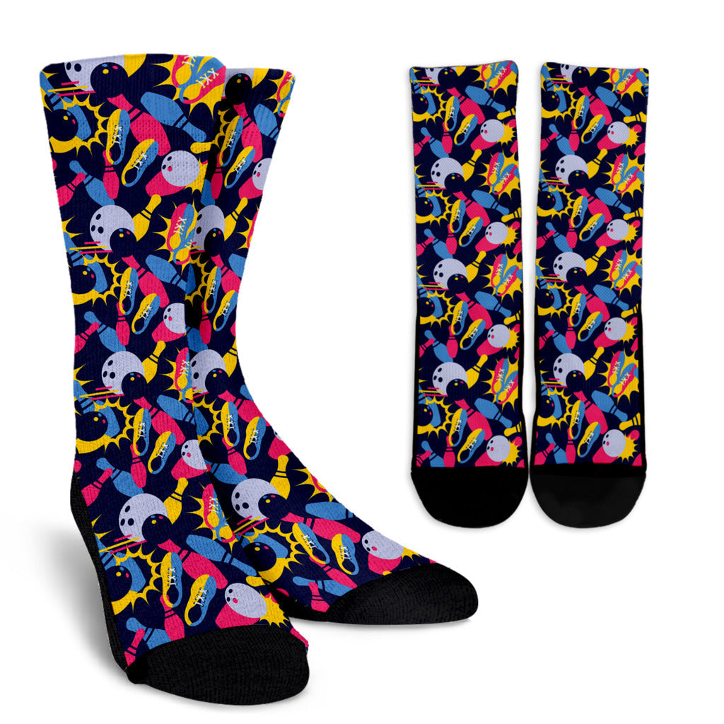 Bowling Pattern Print Design 02 Crew Socks