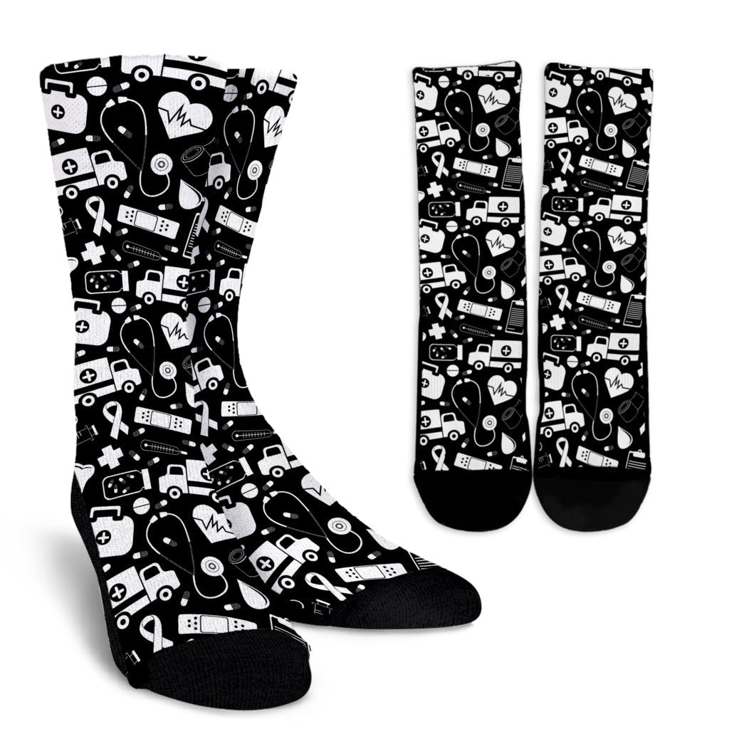 Medical Pattern Print Design 01 Crew Socks