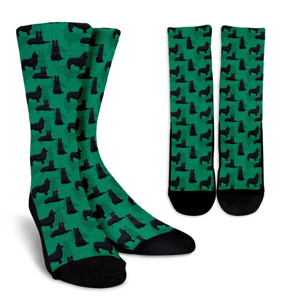 Belgian Sheepdog Pattern Print Design 01 Crew Socks