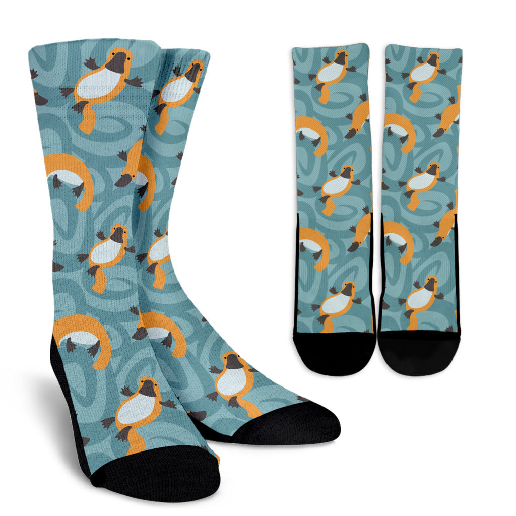 Platypus Pattern Print Design A01 Crew Socks
