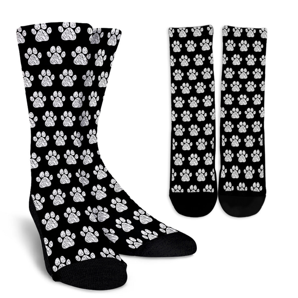 Paw Pattern Print Design A02 Crew Socks