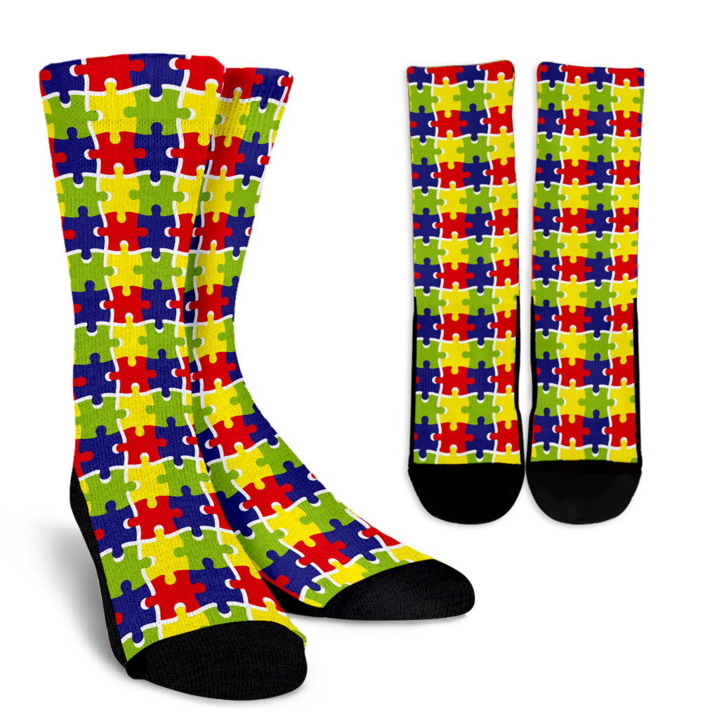 Autism Awareness Pattern Print Design 03 Crew Socks