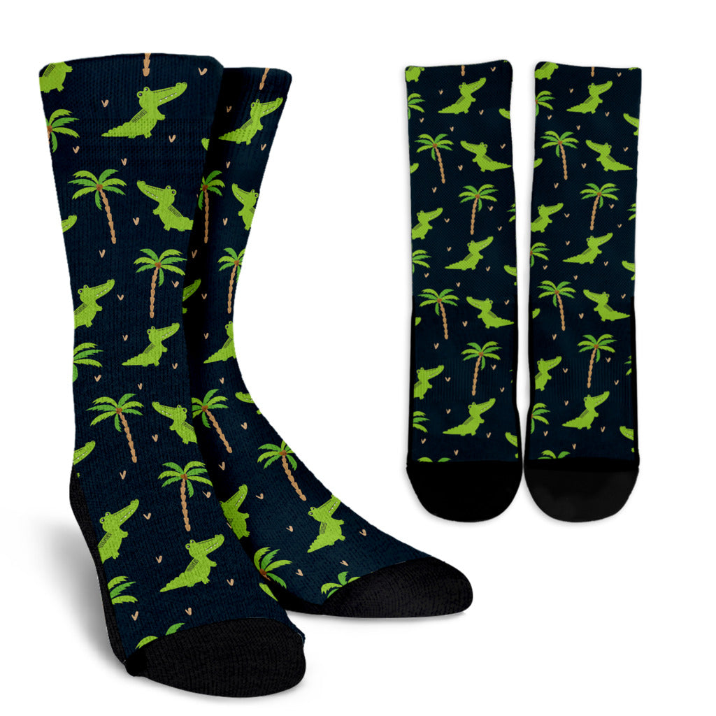 Alligator Pattern Print Design 02 Crew Socks