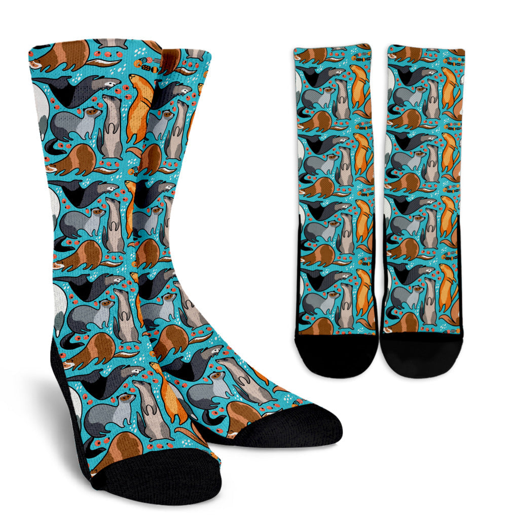 Ferret Pattern Print Design 03 Crew Socks