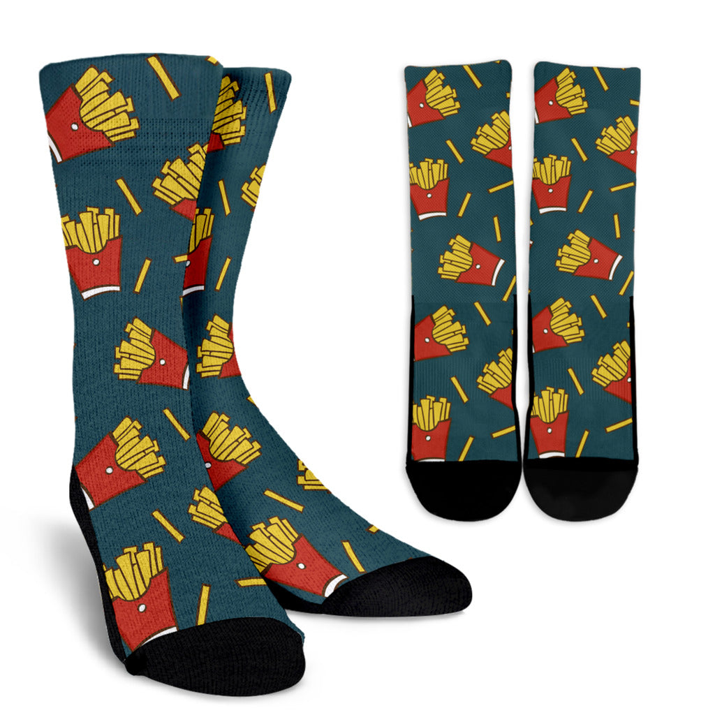 French Fried Pattern Print Design 04 Crew Socks