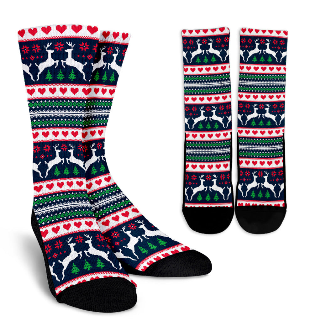 Reindeer Pattern Print Design 03 Crew Socks