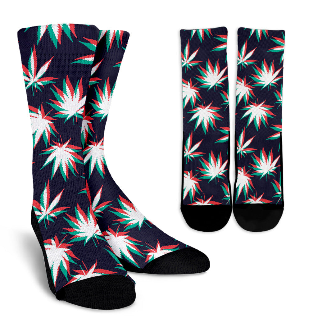 Pot Leaf Pattern Print Design A01 Crew Socks
