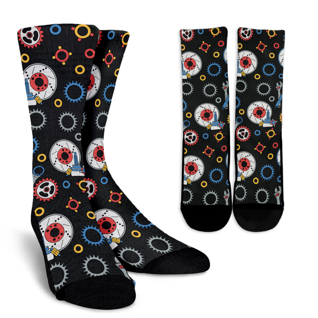 Mechanic Pattern Print Design 01 Crew Socks