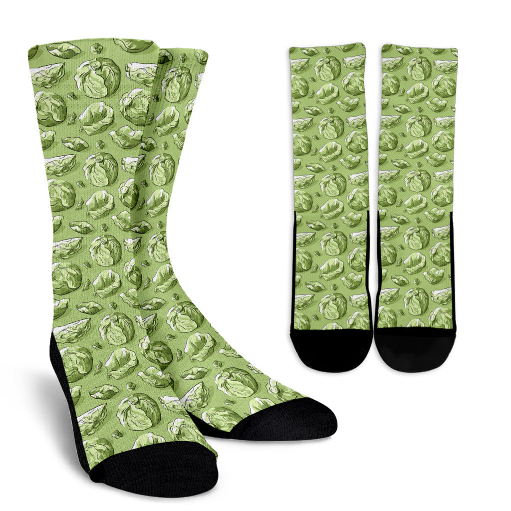 Brussels Sprouts Pattern Print Design 01 Crew Socks