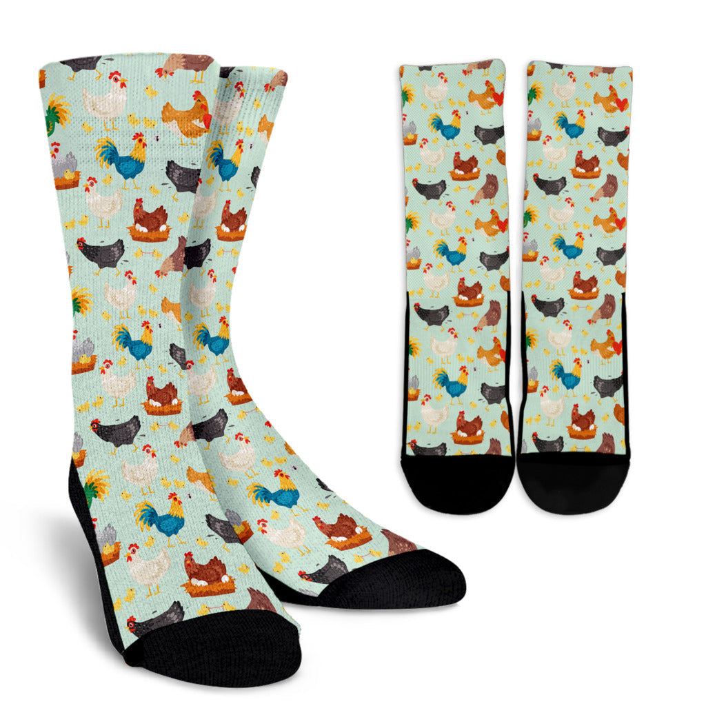 Chicken Pattern Print Design 07 Crew Socks