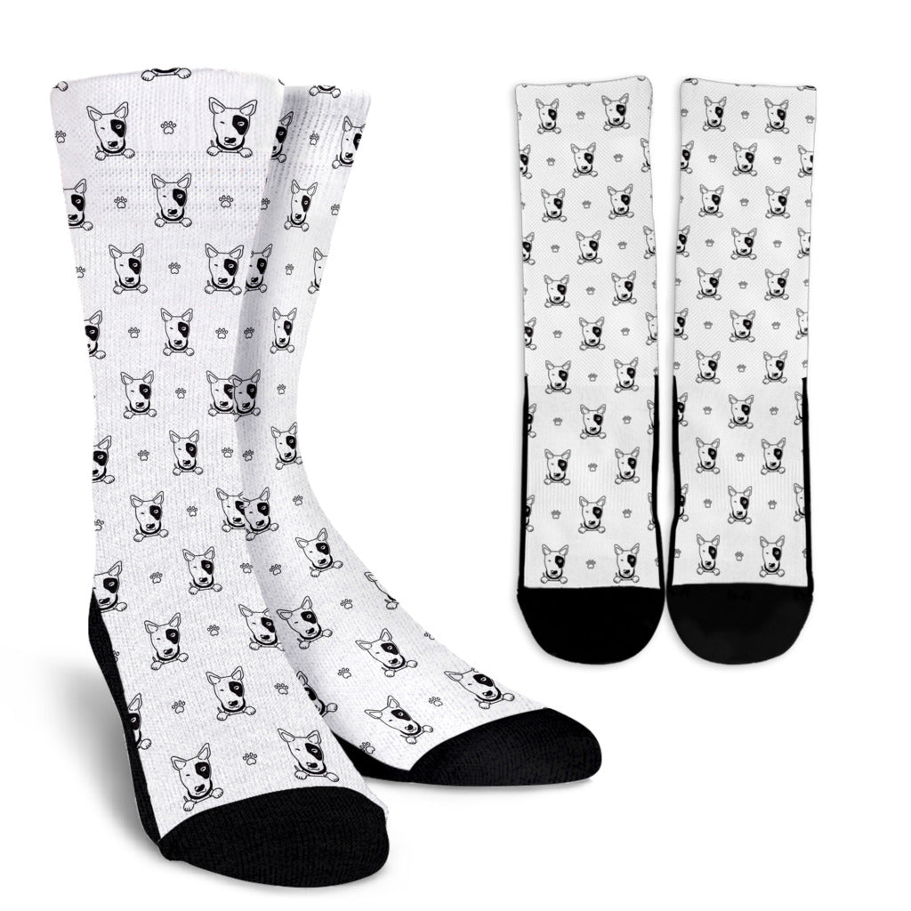 Bull Terriers Pattern Print Design 06 Crew Socks