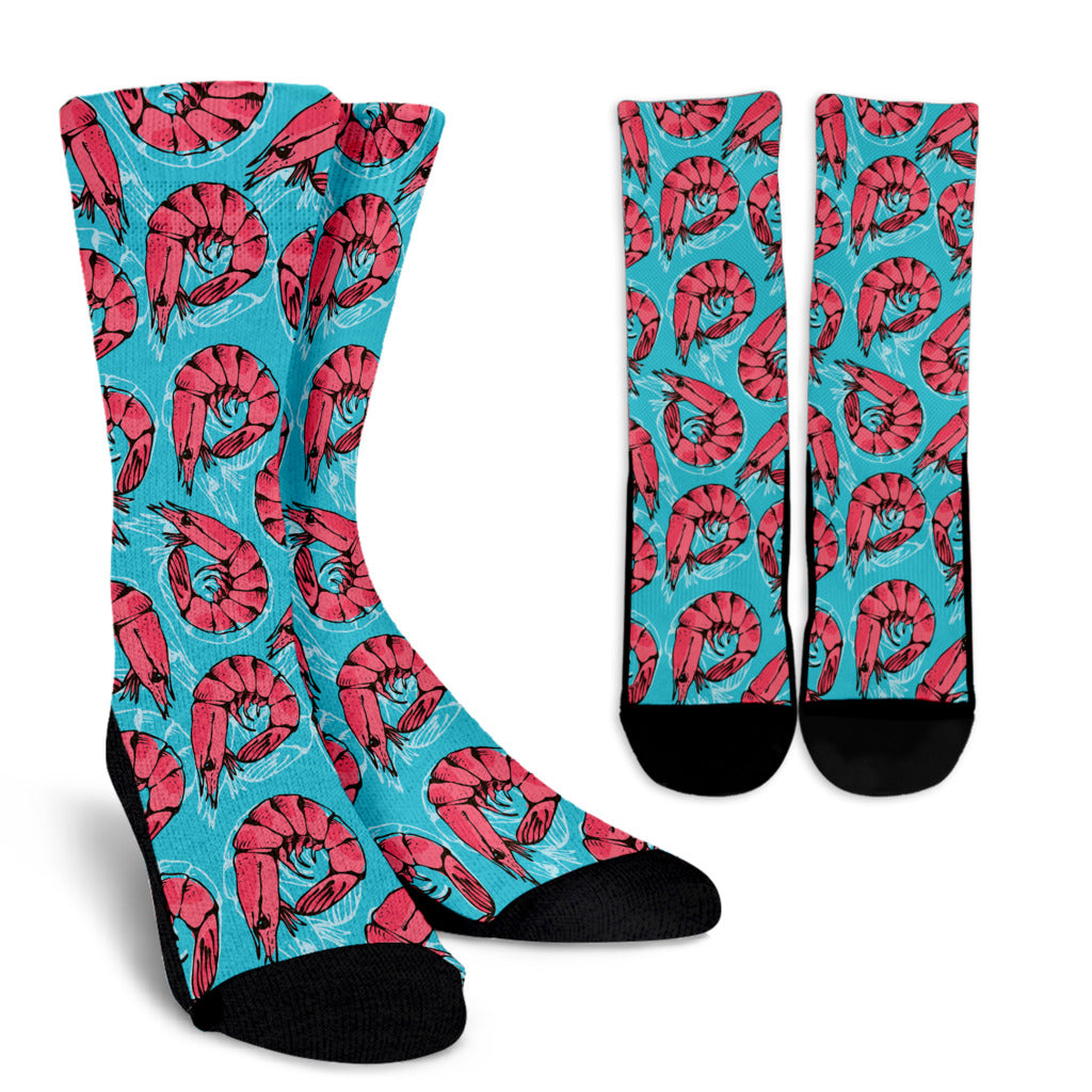 Prawn Pattern Print Design 01 Crew Socks