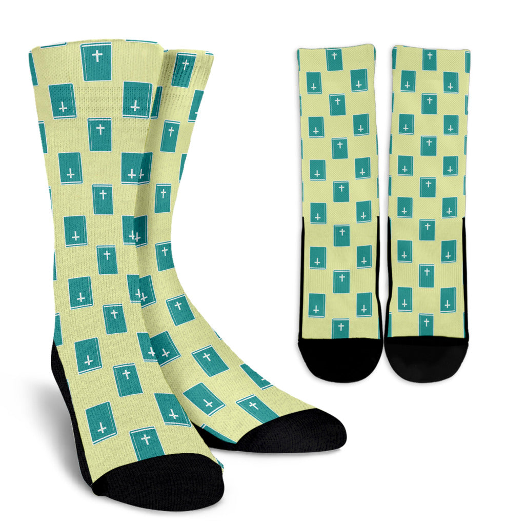 Bible Pattern Print Design 04 Crew Socks