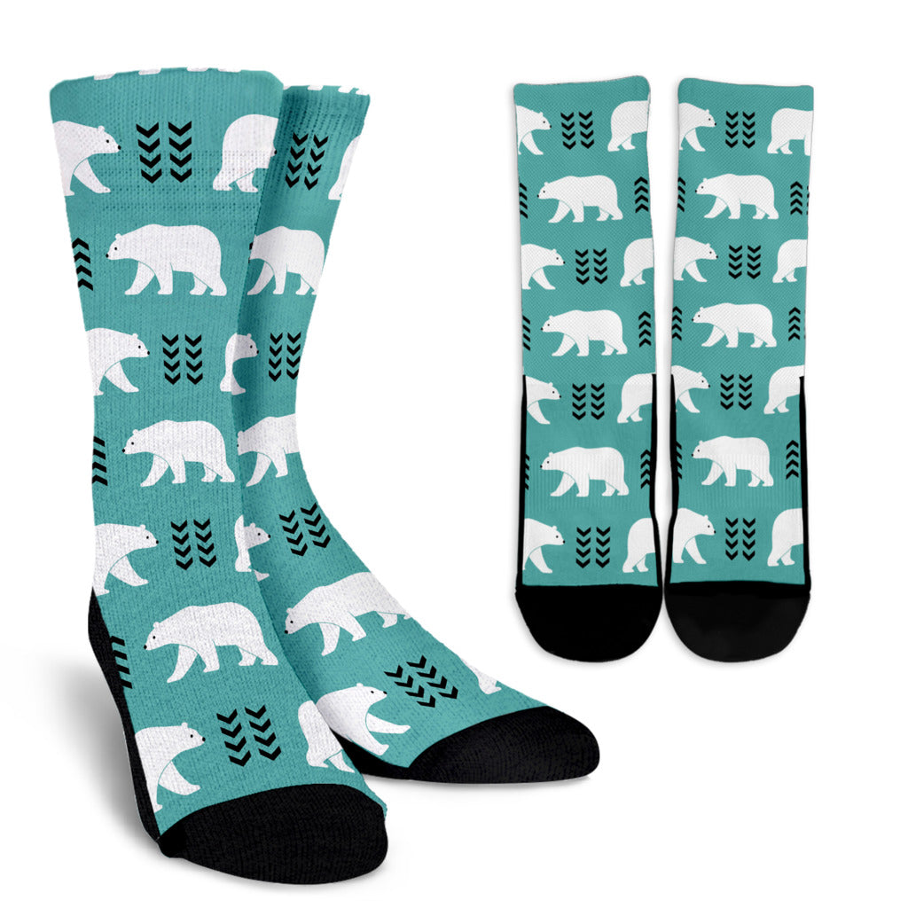 Polar Bear Pattern Print Design A05 Crew Socks