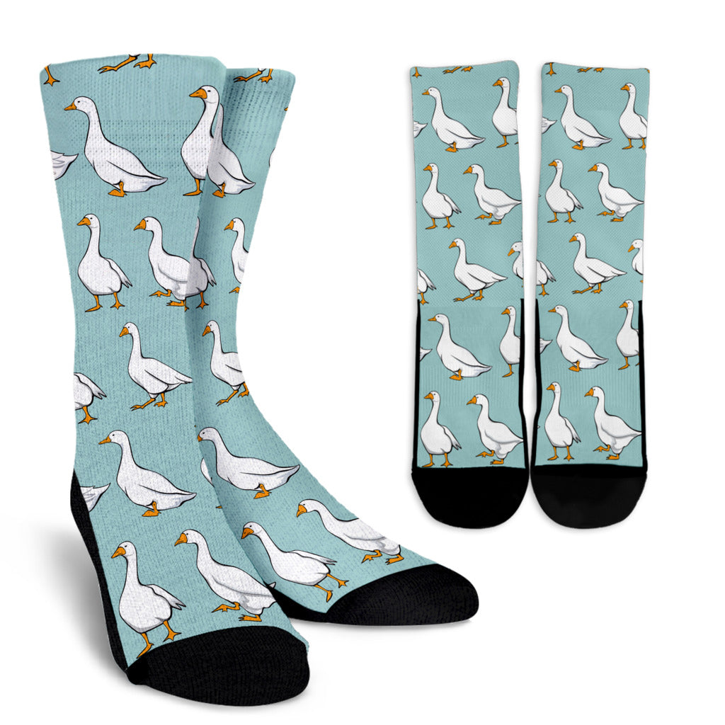 Goose Pattern Print Design 02 Crew Socks