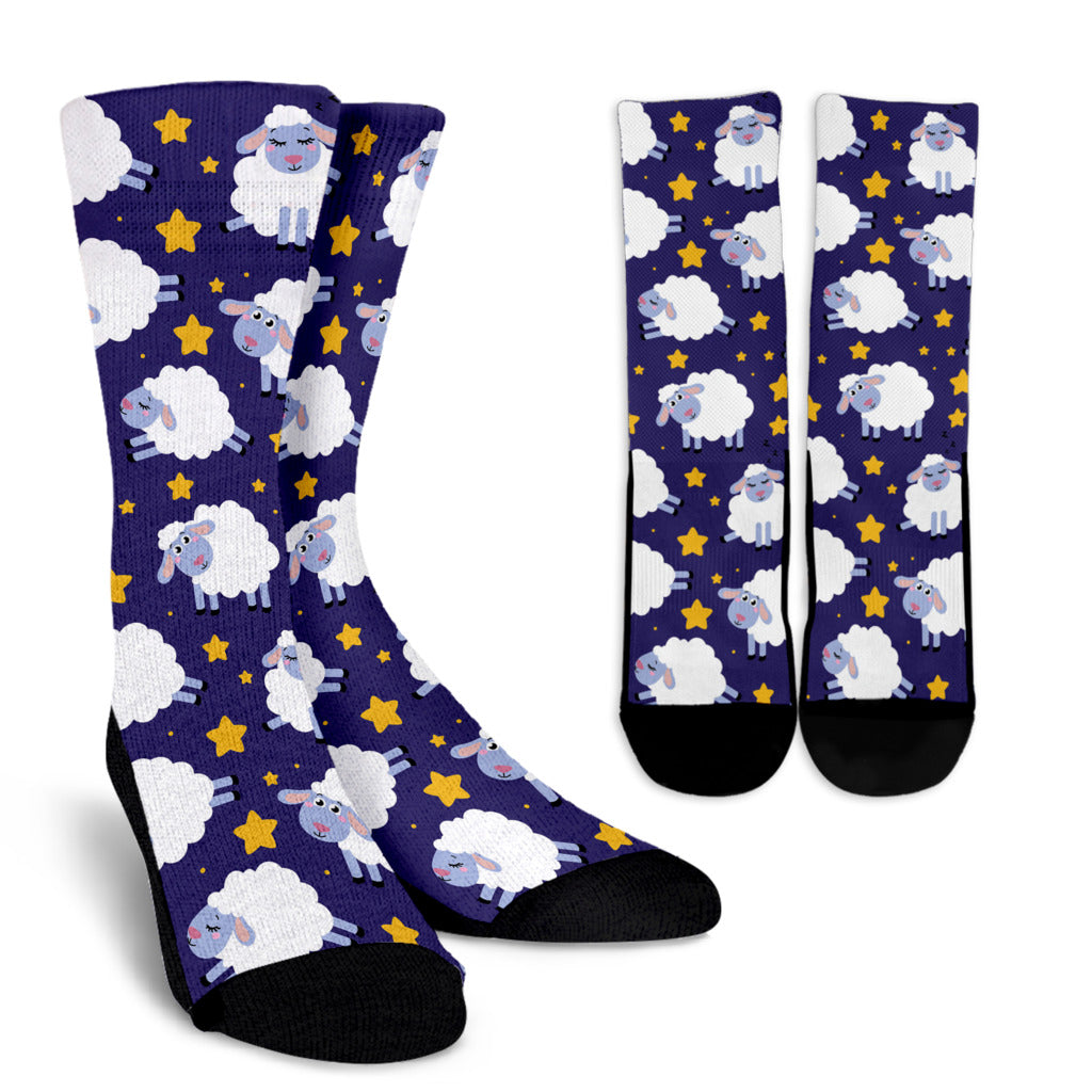 Sheep Pattern Print Design 03 Crew Socks